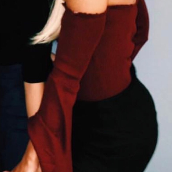 Burgundy long sleeve bodysuit - Picture 1 of 3